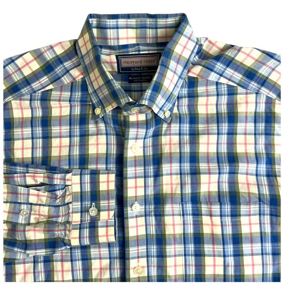 Vineyard Vines Mens Multicolor Plaid Long Sleeve Button Down Murray Shirt Large - Picture 1 of 5